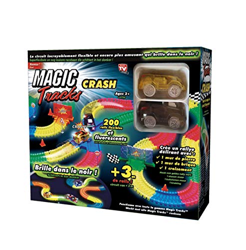 Magic Tracks Set – Circuito Luminoso de 3,35 Metros – Especial Crash – Modulable y Brillante en la Oscuridad – Visto al Tele, Multicolor (10)