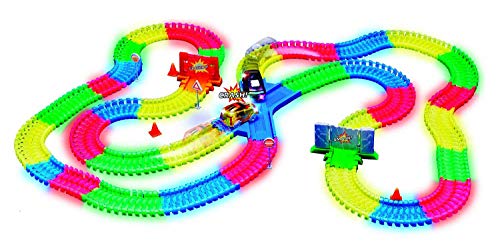 Magic Tracks Set – Circuito Luminoso de 3,35 Metros – Especial Crash – Modulable y Brillante en la Oscuridad – Visto al Tele, Multicolor (10)