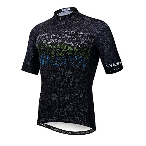 Maillot de ciclismo con manga corta para hombre (2021). Ropa de ciclismo para exteriores, bici de montaña - negro - pecho 88/94 cm = etiqueta M