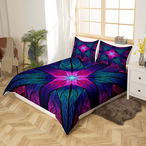 Mandala Funda de edredón Boho Floral Funda de edredón Gitano Chic Exótico Juego de ropa de cama Abstracta Colorida Funda de edredón para Niños Niñas Regalo Decorativo 3pcs Ropa de cama Tamaño doble