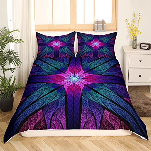 Mandala Funda de edredón Boho Floral Funda de edredón Gitano Chic Exótico Juego de ropa de cama Abstracta Colorida Funda de edredón para Niños Niñas Regalo Decorativo 3pcs Ropa de cama Tamaño doble