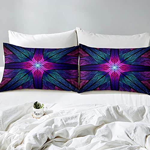 Mandala Funda de edredón Boho Floral Funda de edredón Gitano Chic Exótico Juego de ropa de cama Abstracta Colorida Funda de edredón para Niños Niñas Regalo Decorativo 3pcs Ropa de cama Tamaño doble