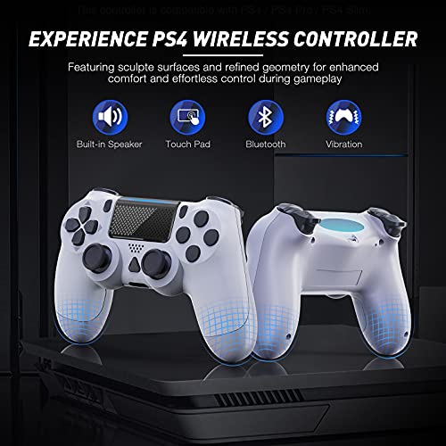 Mando inalámbrico para PS4 Gamepad con doble vibración, controlador de juego con pantalla táctil, compatible con PS 4/Pro/Slim/PC, batería recargable, color blanco