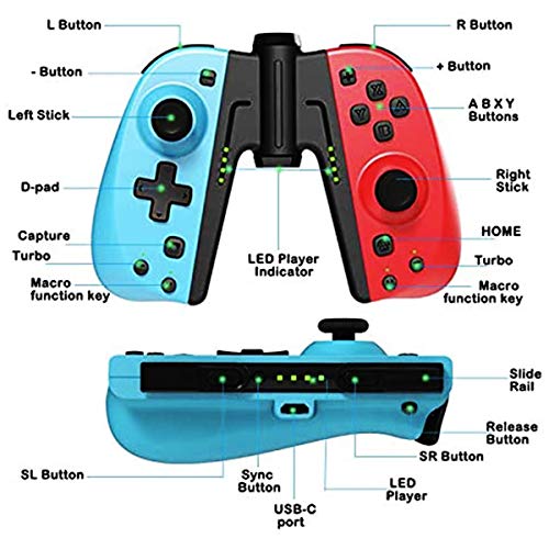 Mandos Switch Inalámbrico, RCCBOOST Switch Mando Controlador Gamepad Joysticks para Switch, Bluetooth Switch Mando De Reemplazo con Doble Choque | Giroscopio de 6 Ejes | 350mah Batería