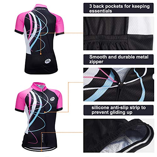 Manga Corta Ciclismo MTB Maillot para Mujer, Jersey Ropa Transpirable para Deportes al Aire Libre Ciclo Bicicleta (Polvo galopante, L)