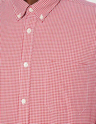 Marca Amazon - MERAKI Camisa Regular Fit Manga Larga de Cuadros Vichy Hombre, Rojo (Red), XL, Label: XL
