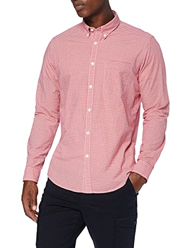 Marca Amazon - MERAKI Camisa Regular Fit Manga Larga de Cuadros Vichy Hombre, Rojo (Red), XL, Label: XL