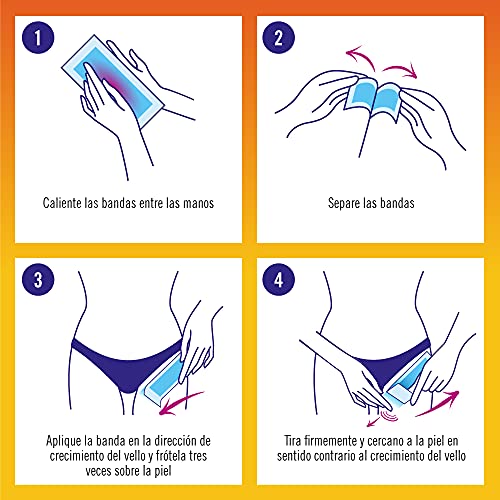 Marca Amazon - Solimo - Bandas de cera zona del bikini con aroma de vainilla (4x16 bandas de cera)