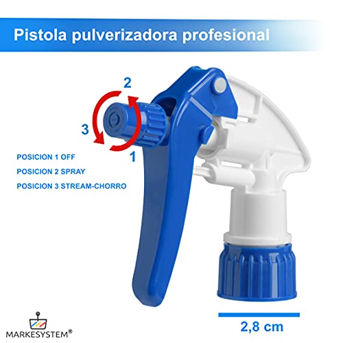 MARKESYSTEM - Botella pulverizador vacía de plástico 750ml (5 Botellas) Traslúcida y reciclable HPDE - Hogar y Profesional - Pistola para Productos químicos, líquidos, alcoholes, etc.