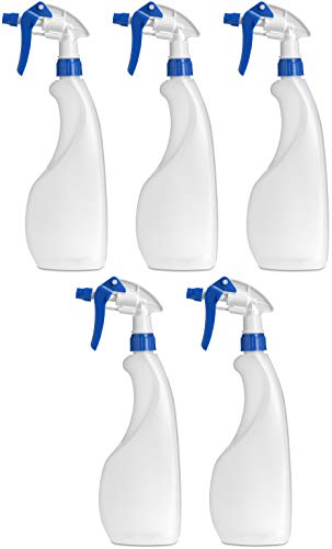 MARKESYSTEM - Botella pulverizador vacía de plástico 750ml (5 Botellas) Traslúcida y reciclable HPDE - Hogar y Profesional - Pistola para Productos químicos, líquidos, alcoholes, etc.