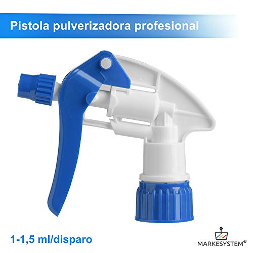 MARKESYSTEM - Botella pulverizador vacía de plástico 750ml (5 Botellas) Traslúcida y reciclable HPDE - Hogar y Profesional - Pistola para Productos químicos, líquidos, alcoholes, etc.