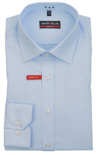 Marvelis Camisa Body Fit Monótono. azul claro 44