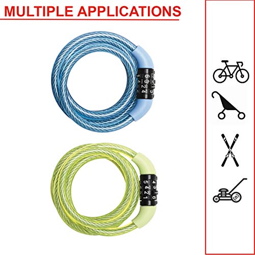 MASTER LOCK Candado Bicicleta [1,2 m Cable] [Combinación] [Exterior] [Color al Azar] 8143EURDPROCOL - Ideal para Bicicleta, Monopatín, Paseante, Cortacésped y Otro Equipo