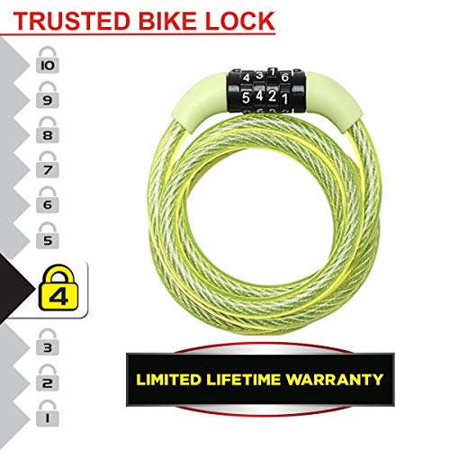 MASTER LOCK Candado Bicicleta [1,2 m Cable] [Combinación] [Exterior] [Color al Azar] 8143EURDPROCOL - Ideal para Bicicleta, Monopatín, Paseante, Cortacésped y Otro Equipo
