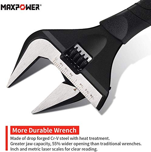 MAXPOWER Llave Ajustable, 2 Piezas Corto Vástago Gran Apertura Llave Inglesa Ajustable Para Baño, Desmontaje Tuerca Tubo, 150mm-250mm en una Bolsa.