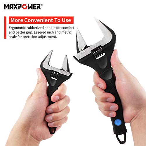 MAXPOWER Llave Ajustable, 2 Piezas Corto Vástago Gran Apertura Llave Inglesa Ajustable Para Baño, Desmontaje Tuerca Tubo, 150mm-250mm en una Bolsa.