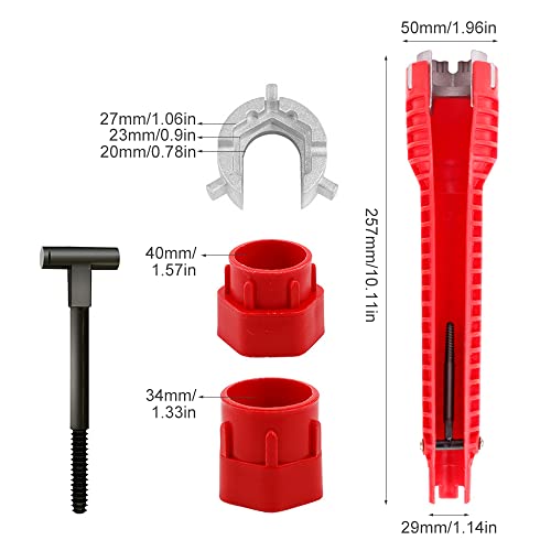 Mecmbj Llave de Grifo Fregadero, 8 in 1 Multifuncional Llave De Tubo De Agua Llave Inglesa para El Instalador De Grifos y Lavamanos para Inodoro Lavabo Baño Cocina