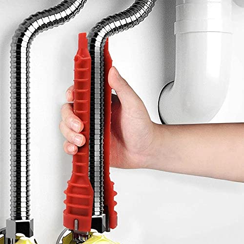 Mecmbj Llave de Grifo Fregadero, 8 in 1 Multifuncional Llave De Tubo De Agua Llave Inglesa para El Instalador De Grifos y Lavamanos para Inodoro Lavabo Baño Cocina