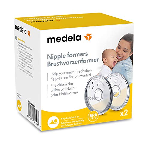 Medela Formadores de pezones - Da forma a los pezones invertidos o planos para preparar la lactancia, sin BPA, talla única, paquete de 2