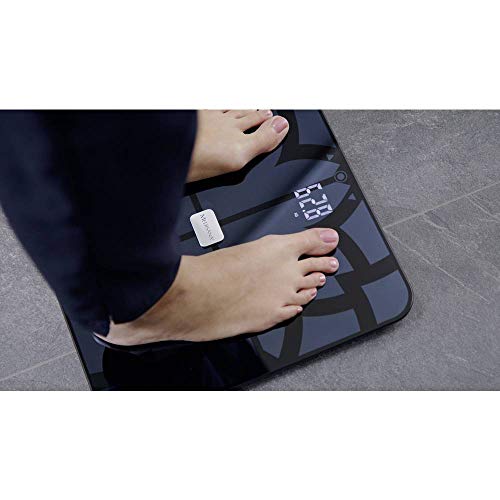 Medisana BS 450 connect báscula analítica digital de 180 kg, báscula personal para medir la grasa corporal, el agua corporal, la masa muscular, el peso de los huesos, báscula de grasa corporal con app