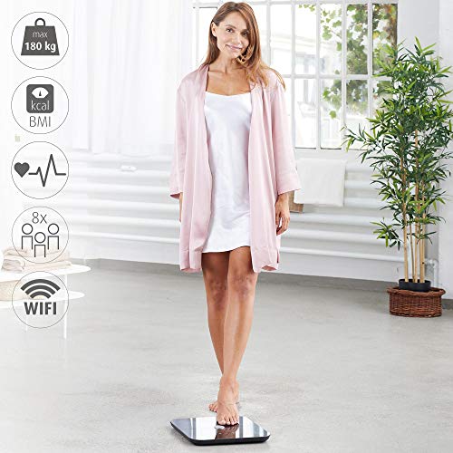 Medisana BS 652 Escala de análisis corporal de hasta 180 kg, con W-LAN o Bluetooth para medir la grasa, el agua, la masa muscular con la aplicación de análisis corporal (40502)