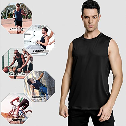 MeetHoo Camisetas de Tirantes Hombre Chaleco Deportivo Entrenamiento Camiseta sin Mangas Deportivas Fitness Verano para Deporte Gimnasio Correr Fútbol y Ciclismo