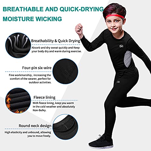 MeetHoo Conjunto Ropa Interior Termica para Niños Camisetas Termicas Deportivas Manga Larga Decathlon Pantalon Termico Futbol Niño de Esquí Forro de Lana para Correr