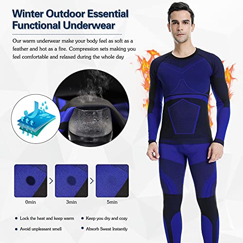 MEETWEE Ropa Interior TéRmica Hombre, Capa Base De Invierno, Manga Larga, Calzoncillos Largos, CompresióN De Secado RáPido, Parte Superior E Inferior para Esquí Deportivo, Correr, Senderismo