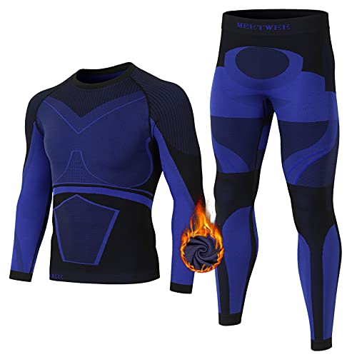 MEETWEE Ropa Interior TéRmica Hombre, Capa Base De Invierno, Manga Larga, Calzoncillos Largos, CompresióN De Secado RáPido, Parte Superior E Inferior para Esquí Deportivo, Correr, Senderismo