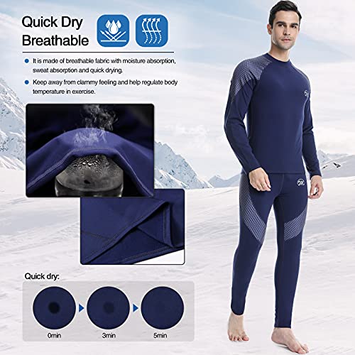 MEETWEE Set de Ropa Interior Térmica Hombre, Invierno Funcional Conjuntos Térmicos Manga Larga Camiseta Pantalones Largos de Compresión para Esquí Running Montaña Ciclismo Fitness Deportes