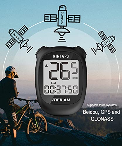 MEILAN M3 Mini ciclocomputadore GPS Computadora de bicicleta de GPS computadora de ciclismo inalámbrica odómetro velocímetro impermeable y retroiluminación para bicicleta de carretera MTB(color negro)