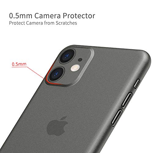 memumi Funda Compatible con iPhone 11 6.1 Inch 0.3 mm Ultra Thin Fit Matte Finish Coating Carcasa Case para iPhone 11 Funda [Rasguño Resistente] [Anti-Huella Digital] Negro Transparente