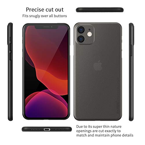 memumi Funda Compatible con iPhone 11 6.1 Inch 0.3 mm Ultra Thin Fit Matte Finish Coating Carcasa Case para iPhone 11 Funda [Rasguño Resistente] [Anti-Huella Digital] Negro Transparente