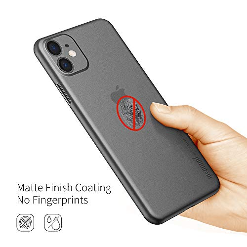 memumi Funda Compatible con iPhone 11 6.1 Inch 0.3 mm Ultra Thin Fit Matte Finish Coating Carcasa Case para iPhone 11 Funda [Rasguño Resistente] [Anti-Huella Digital] Negro Transparente