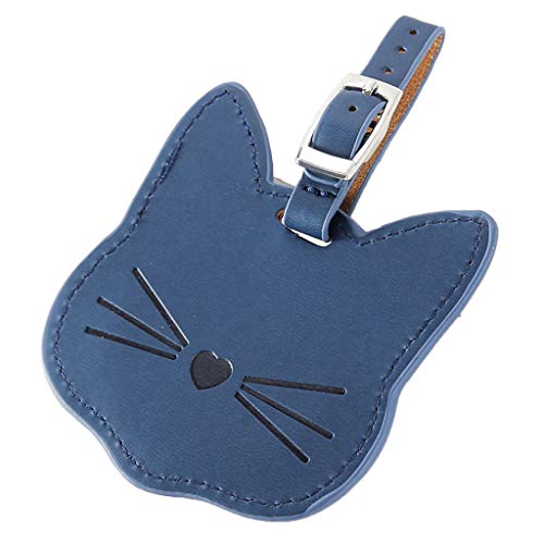 Mentin Etiquetas de equipaje, portaetiquetas con forma de gato para identificar maletas, bolsas de viaje, equipaje, azul marino (Azul) - Mentin