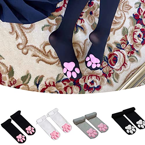 Mfacl Muslo Alto Calcetines Calcetines Altos de la Rodilla para Mujer - Japonés 3D Paw Paw Lolita Kawaii Socks para Mujeres Gater Cat PAJAS Pads Mish CALDOS Altos sobre Rodilla