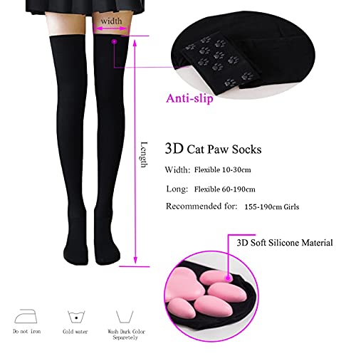 Mfacl Muslo Alto Calcetines Calcetines Altos de la Rodilla para Mujer - Japonés 3D Paw Paw Lolita Kawaii Socks para Mujeres Gater Cat PAJAS Pads Mish CALDOS Altos sobre Rodilla