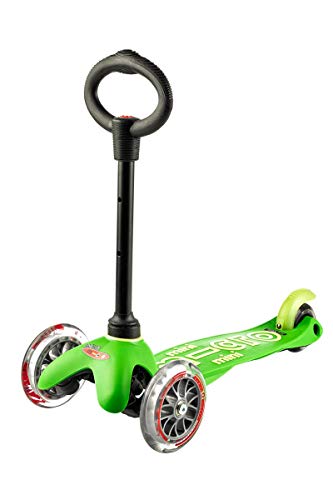 Micro® Mini 3en1 Deluxe. Patinete evolutivo 3 Ruedas, 1,5 - 5 años, Manillar Regulable 48-68cm, Asiento de Aprendizaje. (Verde)