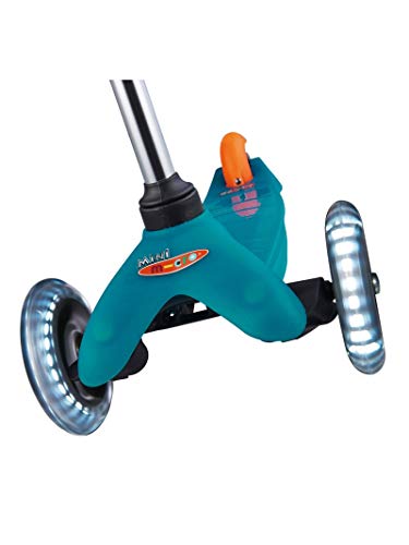 Micro ® Mini Classic LED, Patinete 3 Ruedas, 2-5 Años, Peso 1,90kg, Carga Máx 50kg, Altura 68cm, Rodamientos ABEC9 (Aqua)