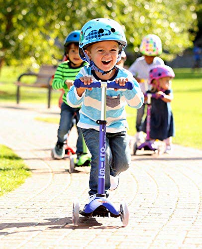 Micro® Mini Deluxe, Original Design, Patinete 3 Ruedas, 2-5 Años, Peso 1,95kg, Carga Máx: 50kg, Altura 48-68cm, Rodamientos ABEC 9, Plataforma Antideslizante. (Azul, Talla Única)