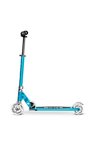 Micro® Sprite LED, Original Design, Patinete 2 Ruedas con iluminación LED Plegable, +6 Años, Peso 2,85kg, Carga Máx 100Kg, Aluminio, Plataforma Antideslizante, Rodamientos ABEC 9 (Azul Océano)