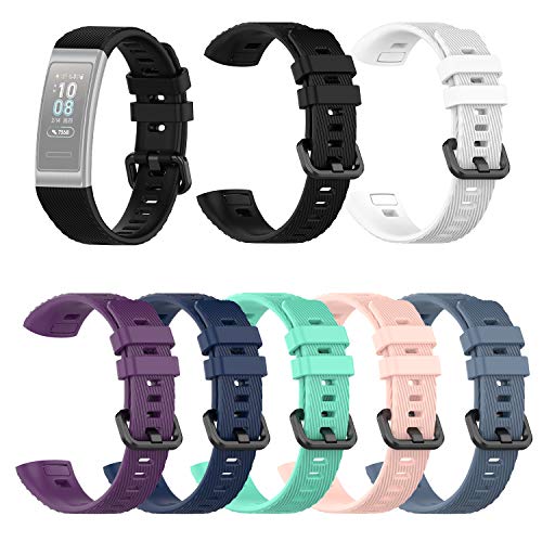 Mijobs 7 Correas de Silicona para Band 4 Pro/Band 3 Pro Reemplazo de Reloj Pulseras Deportivas Suaves y Transpirables Compatibles con Huawei Band 4pro / 3pro / 3