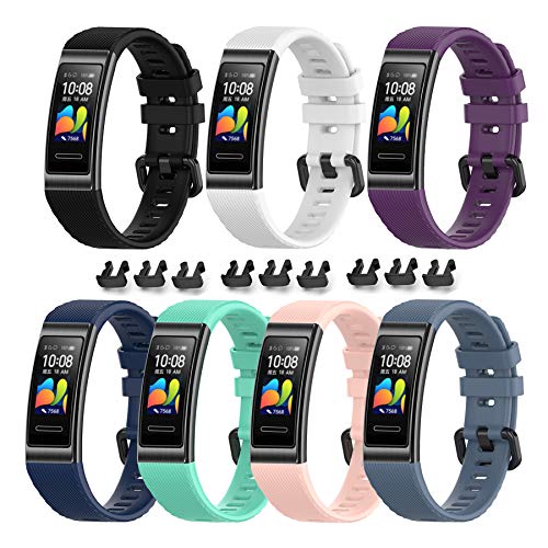 Mijobs 7 Correas de Silicona para Band 4 Pro/Band 3 Pro Reemplazo de Reloj Pulseras Deportivas Suaves y Transpirables Compatibles con Huawei Band 4pro / 3pro / 3