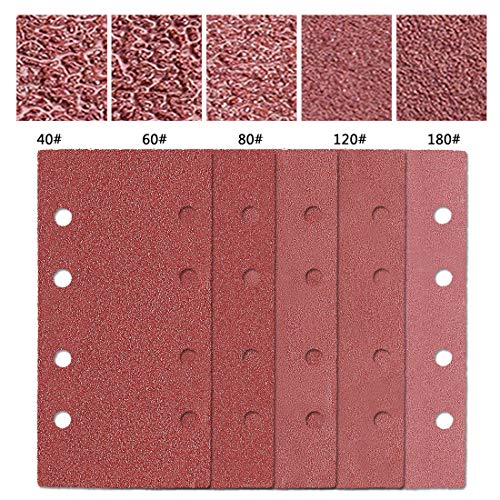 Mirocle Life 25 Piezas Papeles de Lijas 93 x 185mm Hojas de Lija, Granos Surtidos 40 60 80 120 180 x 5, 8 Agujeros ASD05C ajuste Bosh, Orbital Multi-Lijadora