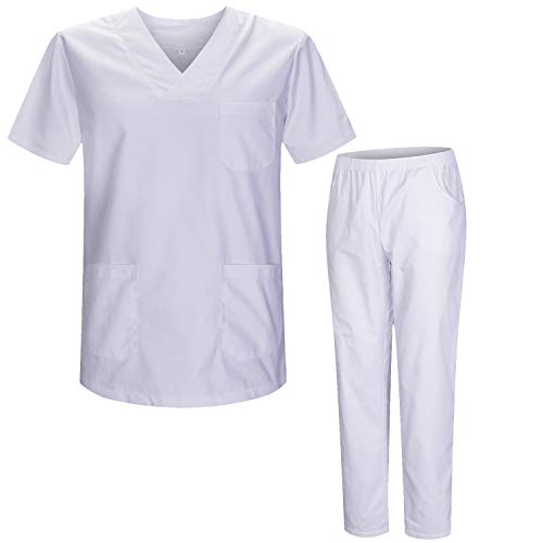 MISEMIYA - Casaca Y PANTALÓN Sanitarios Unisex Uniformes Sanitarios MÉDICOS Conjuntos Sanitarios 8178 - S, Blan