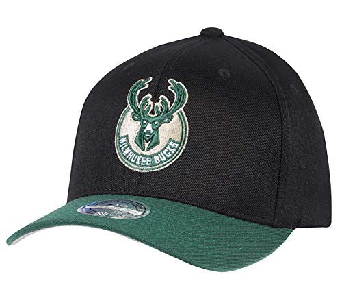 Mitchell & Ness Milwaukee Bucks INTL285 2 Tone 110 Curved NBA Flexfit Snapback Cap One Size