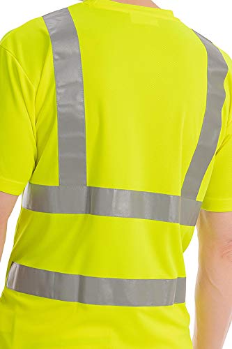 Mivaro Camiseta Manga Corta Alta Visibilidad Reflectante EN ISO 20471 Clase 2, Größe Textil:5XL, Farbe:Amarillo fosforito