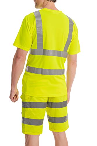 Mivaro Camiseta Manga Corta Alta Visibilidad Reflectante EN ISO 20471 Clase 2, Größe Textil:5XL, Farbe:Amarillo fosforito