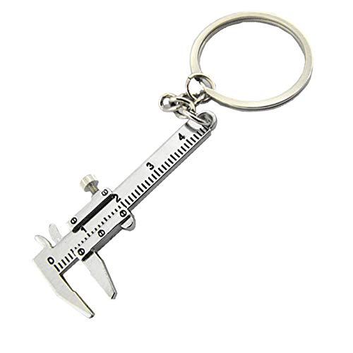 MLAIXN Pie De Rey 2pc portátil 0-4 cm Mini Vernier calibradores Llavero medir Herramientas de medición de Llavero Estilo de Anillo simulación Modelo Regla Vernier calibrador 773 (Color : Silver)