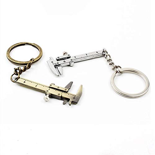 MLAIXN Pie De Rey 2pc portátil 0-4 cm Mini Vernier calibradores Llavero medir Herramientas de medición de Llavero Estilo de Anillo simulación Modelo Regla Vernier calibrador 773 (Color : Silver)